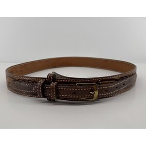 Dun Dee Tooled Leather Belt Size 36 Brown Western Cowboy Full Grain Cowhide Vtg
